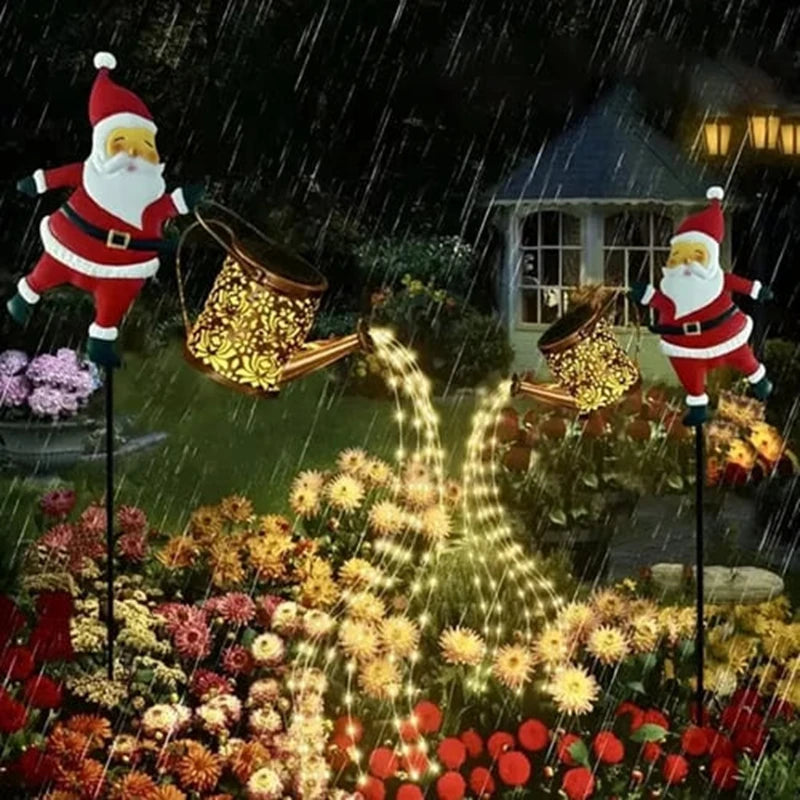 Santa Watering Can Solar Garden Light - Christmas Outdoor LED Decoration