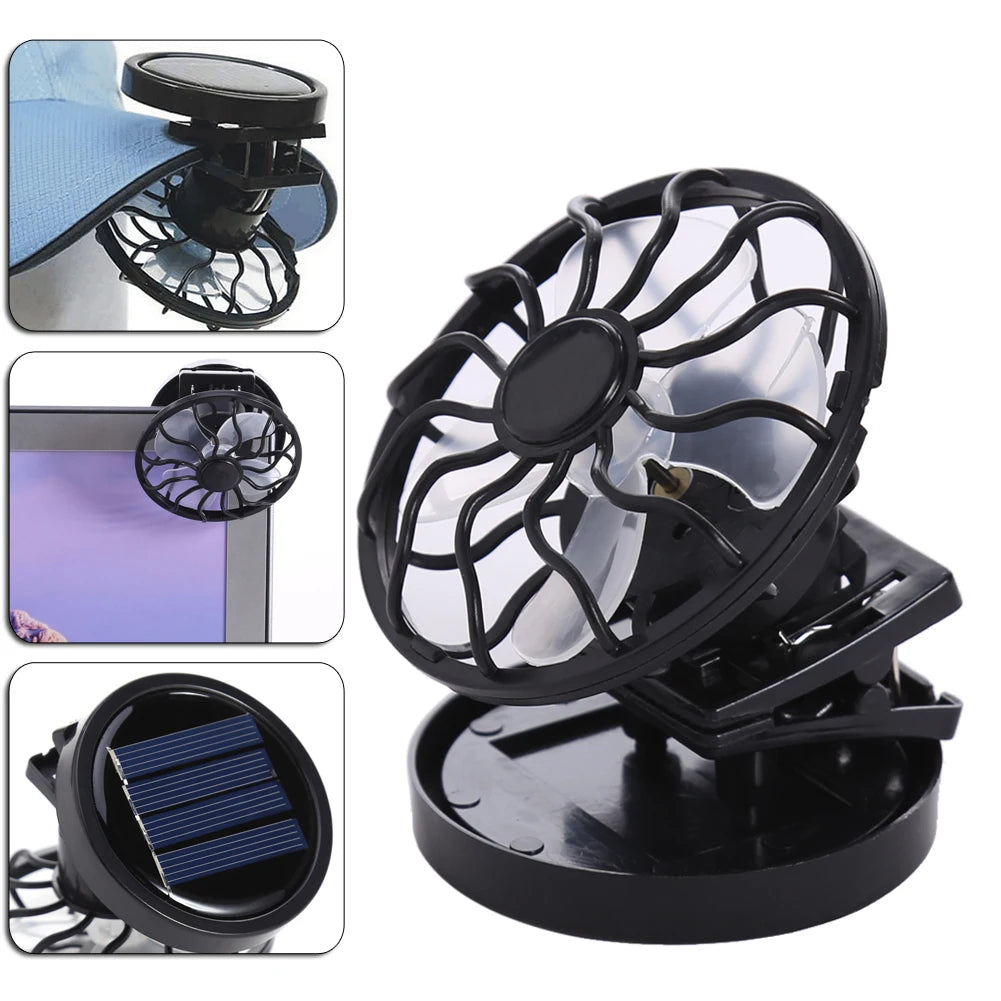 Portable Mini Solar Powered Clip Fan Summer Hat Cap Clip Cooler Fan Energy Ventilator Travel Desktop Clamp Cooling Ventilator ﻿