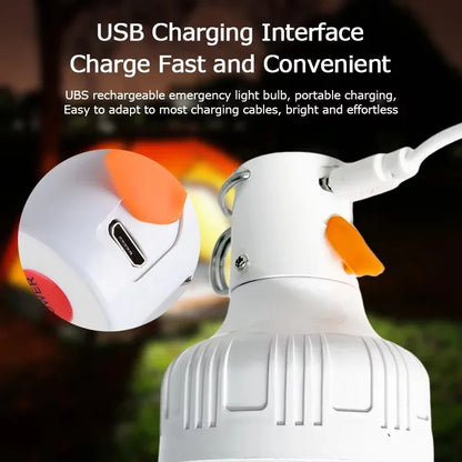 2PC Camping Brightness Light Portable Rechargeable Dimmable LED Bulb Outdoor Tent Light Emergency Night Light with Hook