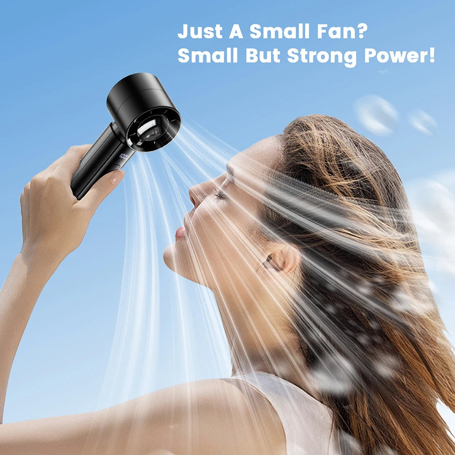 coldSky Portable Handheld Fan 4000mAh Battery Operated Cooling Fan 5 Speed Adjustable Small Desktop Fan With Digital Display