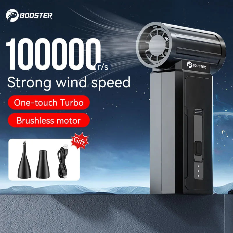 BOOSTER W01 Mini Turbo Jet Fan – 100,000 RPM High-Speed Air Blower | Compact, Powerful Turbo Duct Fan