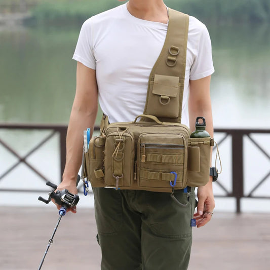Men’s Tactical Fishing Tackle Bag – Crossbody Chest Waist Pack for Lures, Gear &amp; Utility Storage | Single Shoulder Design