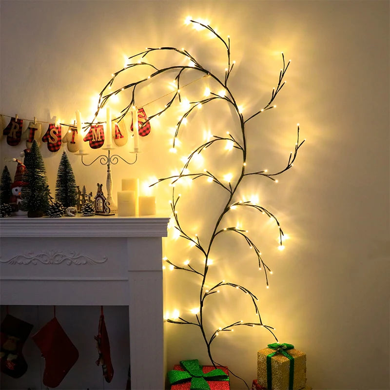 144-LED Willow Vine Tree Lights – Artificial Rattan Wall Decor for Bedroom, Living Room & Holiday Decoration