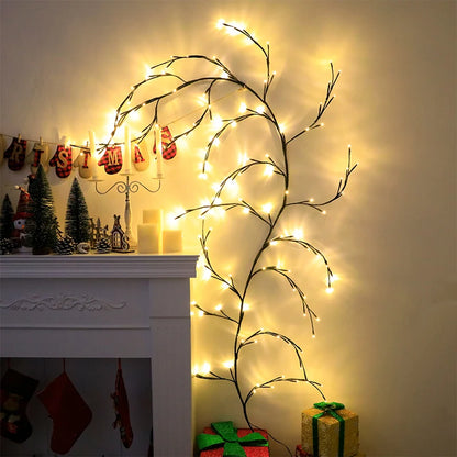 144-LED Willow Vine Tree Lights – Artificial Rattan Wall Decor for Bedroom, Living Room & Holiday Decoration