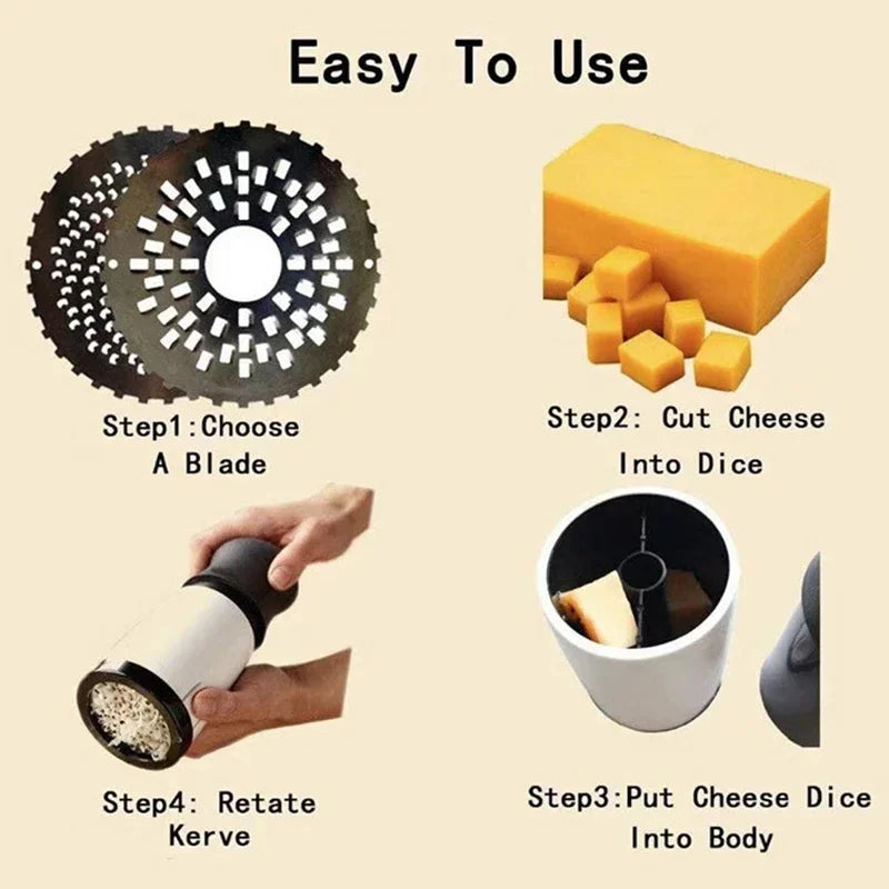 2-Pattern Cheese Grater – Stainless Steel Slicer for Cheese, Chocolate, Butter &amp; More | Kitchen Gadget with ABS Handle