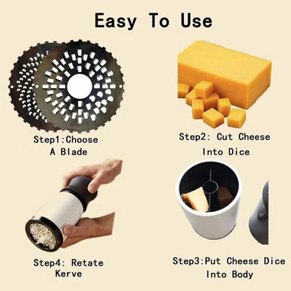 2-Pattern Cheese Grater – Stainless Steel Slicer for Cheese, Chocolate, Butter &amp; More | Kitchen Gadget with ABS Handle