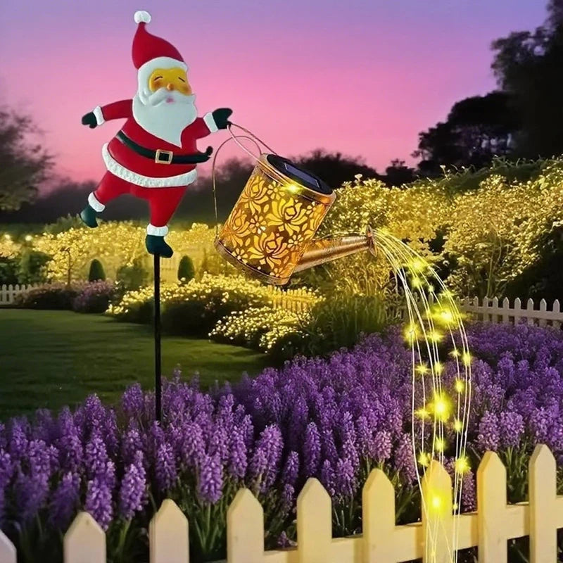 Santa Watering Can Solar Garden Light - Christmas Outdoor LED Decoration