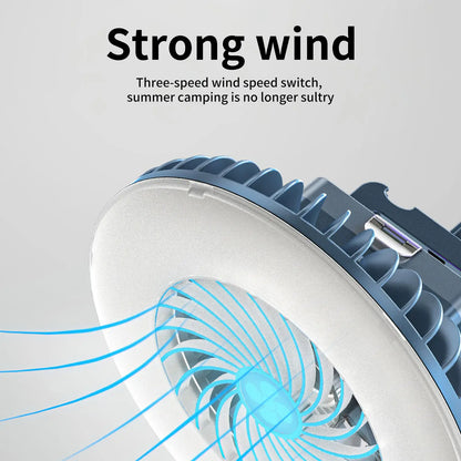 Multifunctional Waterproof Tent Fan Rechargeable Camping Lamp Night Market Booth Lamp Outdoor Cooling Fan Lamp Portable Lantern