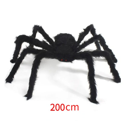 Extra-Large Plush Black Spider Halloween Decoration – 30cm/50cm/90cm/150cm/200cm Hairy Giant Spider Prop for Indoor & Outdoor Haunted House, Party, Home, Bar, Yard Decor