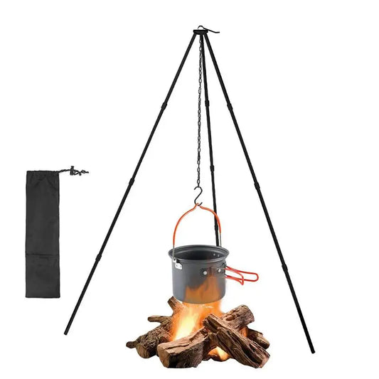 Outdoor Large Bonfire Tripod Portable Camping Picnic Campfire Cooking Pot Hanging Chain Triangle Support Stand Rack Accessories