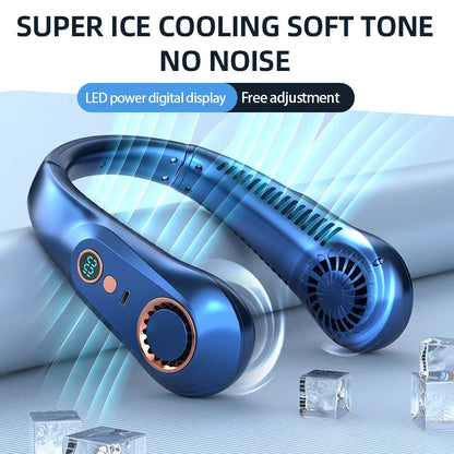 3000mAh Hanging Neck Fan Portable Bladeless Mini USB Rechargeable Mute LED Digital Display Electric Fan Summer Air Cooler ﻿ 2025