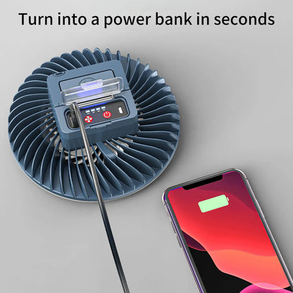 Multifunctional Waterproof Tent Fan Rechargeable Camping Lamp Night Market Booth Lamp Outdoor Cooling Fan Lamp Portable Lantern