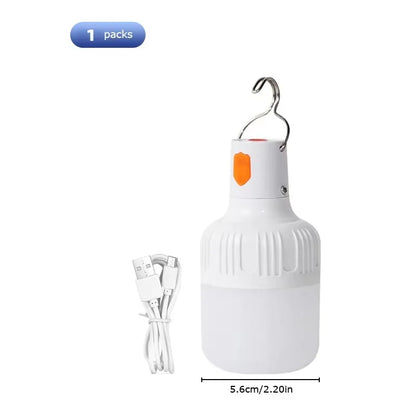 2PC Camping Brightness Light Portable Rechargeable Dimmable LED Bulb Outdoor Tent Light Emergency Night Light with Hook
