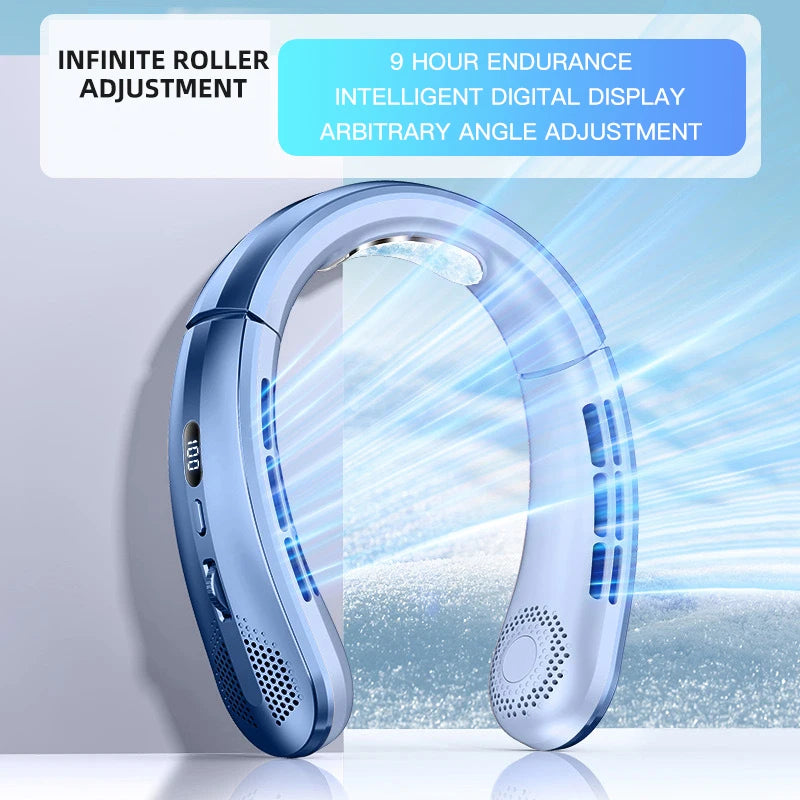 3000mAh Hanging Neck Fan Portable Bladeless Mini USB Rechargeable Mute LED Digital Display Electric Fan Summer Air Cooler ﻿ 2025