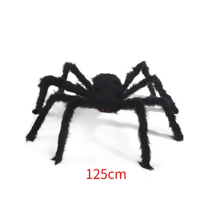 Extra-Large Plush Black Spider Halloween Decoration – 30cm/50cm/90cm/150cm/200cm Hairy Giant Spider Prop for Indoor & Outdoor Haunted House, Party, Home, Bar, Yard Decor