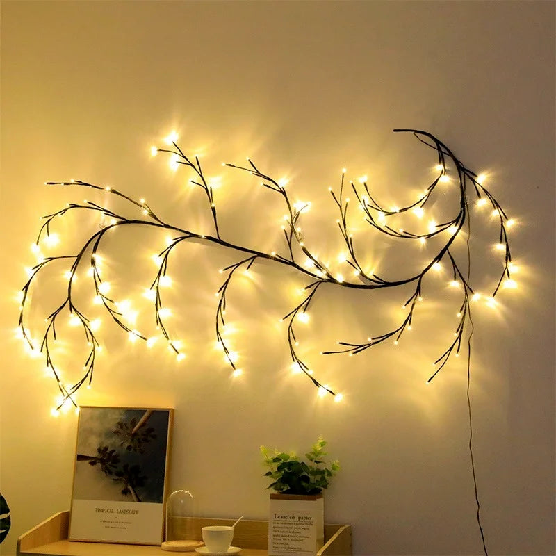 144-LED Willow Vine Tree Lights – Artificial Rattan Wall Decor for Bedroom, Living Room & Holiday Decoration