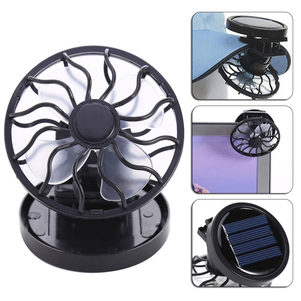 Portable Mini Solar Powered Clip Fan Summer Hat Cap Clip Cooler Fan Energy Ventilator Travel Desktop Clamp Cooling Ventilator ﻿