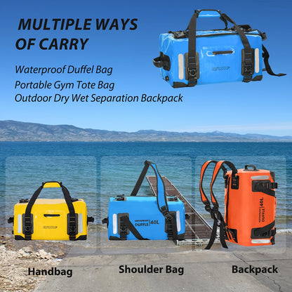 High Quality Dry Bag Backpack - Lockable Durable Sports Duffel for Kayaking, Camping, Paddle Board & Travel - Blue with Black Accents, Unisex Design for Men & Women, Water Sports Gear